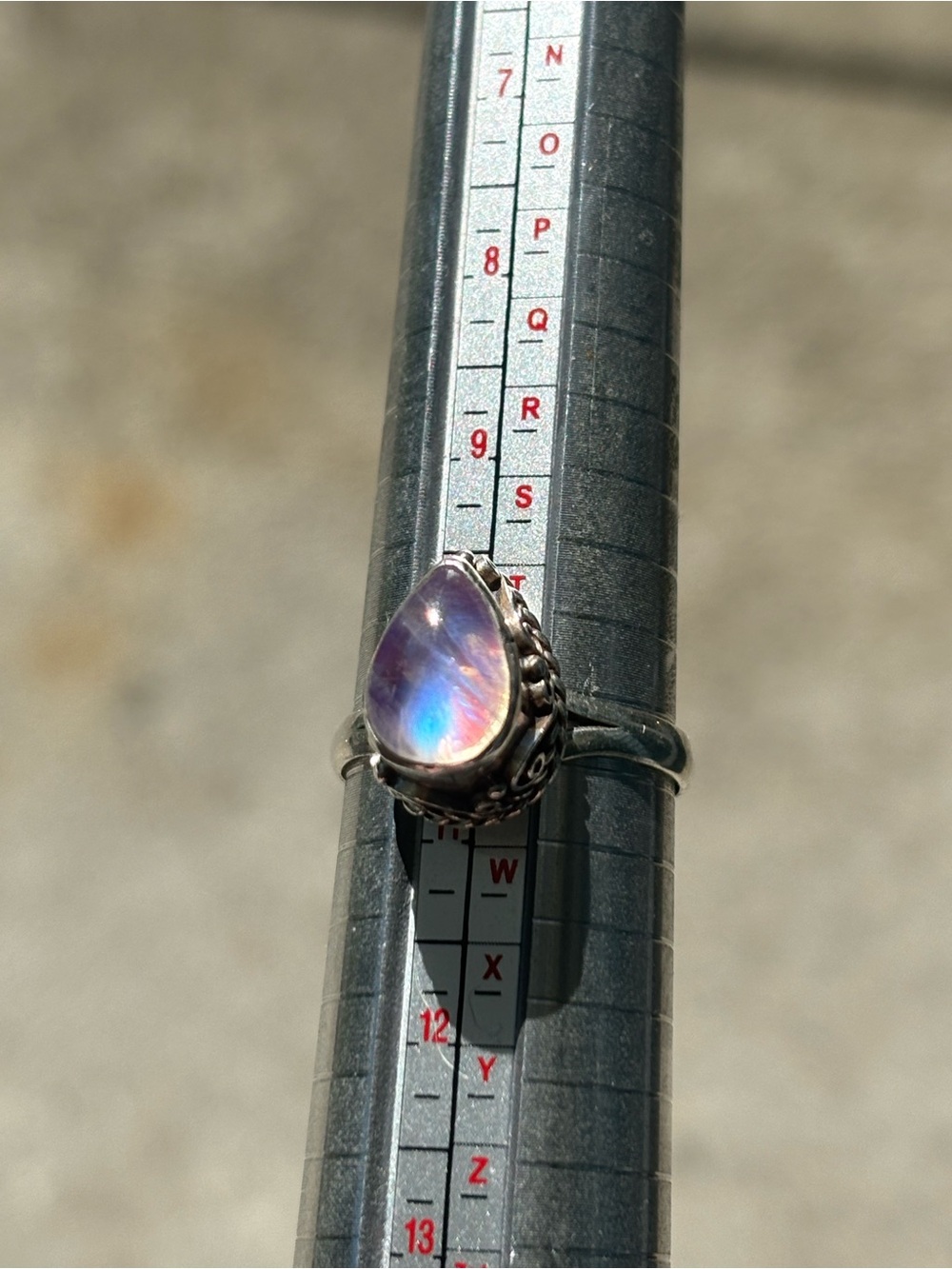 925 Adjustable Genuine Pink Moonstone Ring! Sizes 8-12!